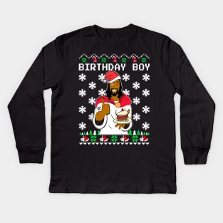 Birthday Boy Christmas Sweater Kids Long Sleeve T-Shirt